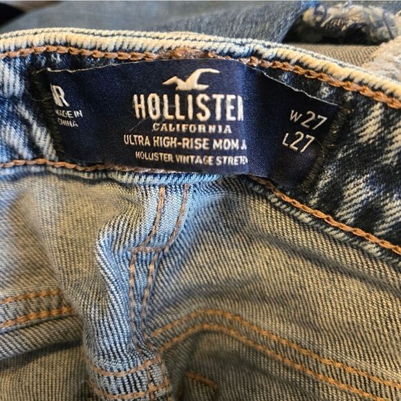 Hollister Patched Raw Hem Ultra High Rise Mom Denim Jeans - Picture 6 of 7